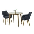 thumbnail image 1 of 3 Piece Dining Set, 2 Modern Style Solid Wood Alba Armchairs w Round Dining Table, Kitchen Set for Two, Modern Armchairs and Round Table, Dining Table Set, Dark Gray Color, 1 of 10