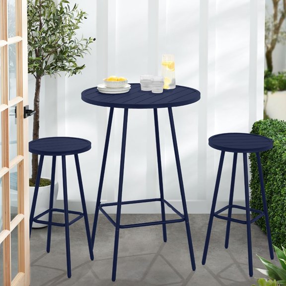 3-Piece  Dining Set, Bar Height, Outdoor Bistro Set with Round Table and 2 Stools