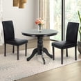 thumbnail image 1 of 3 Piece Dining Table Set, 2 Classic Style Solid Wood Falabella Upholstered Chairs w Pedestal Round Dining Table, Kitchen Room Set, Espresso Color, 1 of 8