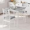 3 Piece Dining Table Set for 2, Square Kitchen Table and 2 Chairs, Space-Saving Dining Set with Cushioned Seats, Metal Frame, for Small Apartment, Breakfast Nook