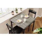 3-Piece Dining Table Set for 2   Square Kitchen Table & Upholstered Chairs   Compact Dining Room Furniture for Apartments or Studios   Easy Assembly   Cement Ash
