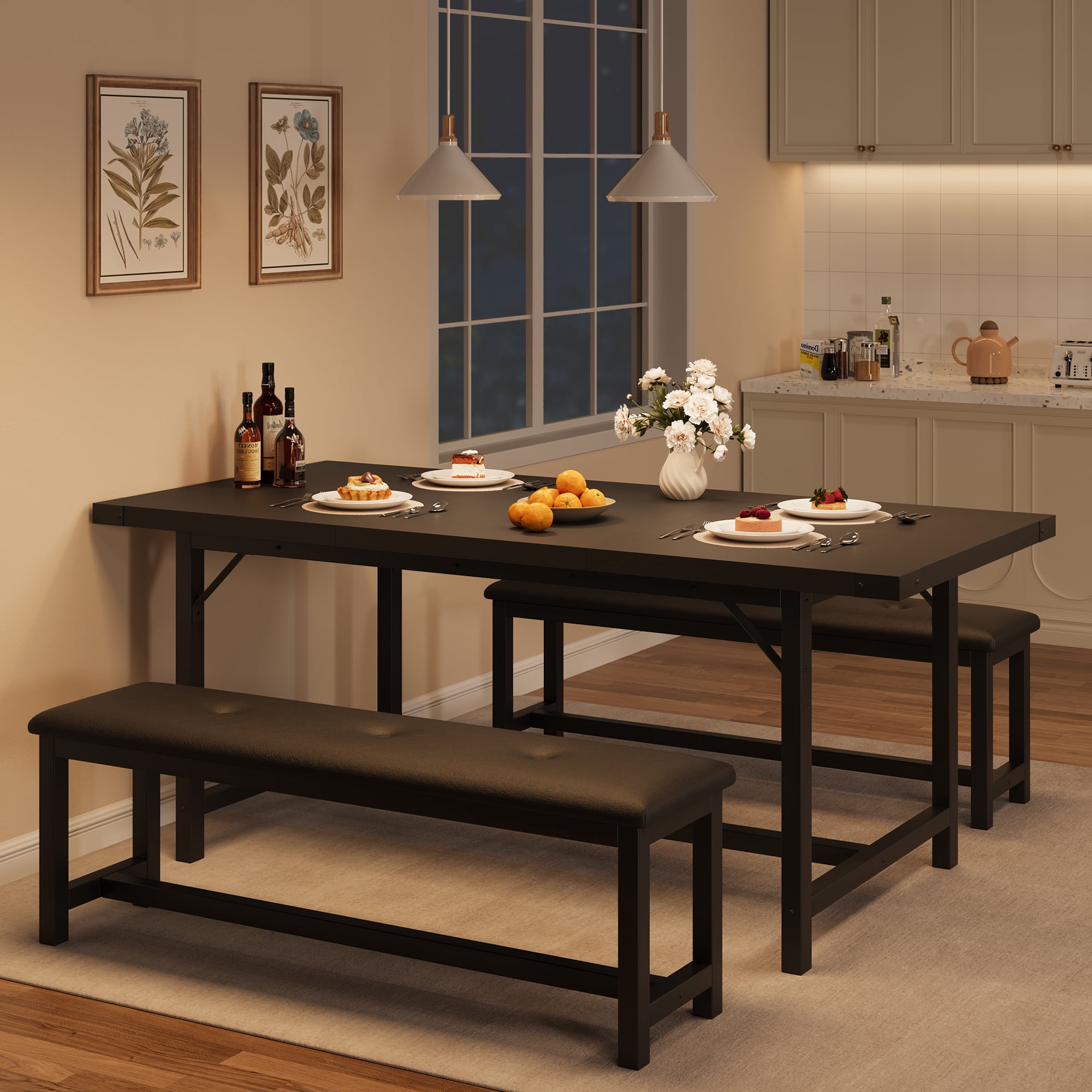 Table For 3 3 Piece Dining Table Set for 4-6, Space-Saving 63
