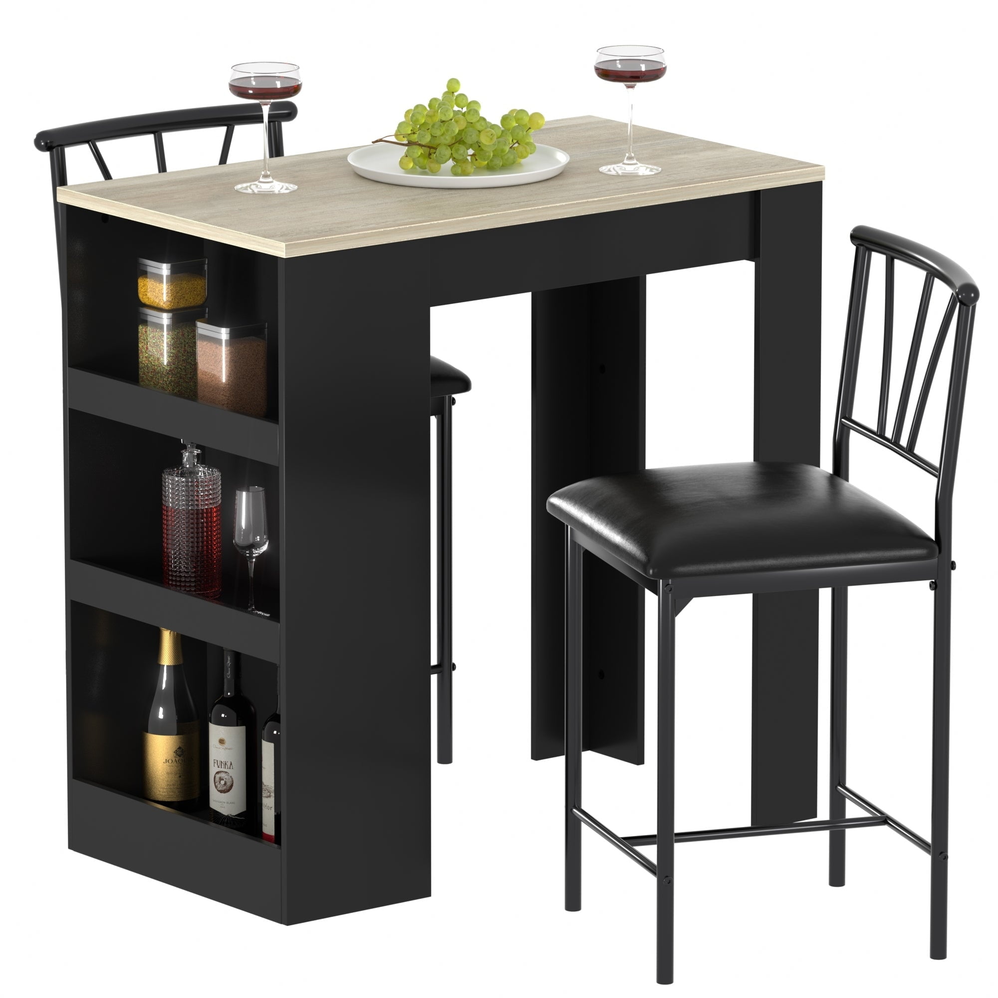 3-Piece Dining Table Set, Counter Height Dining Table Set for 2 ...