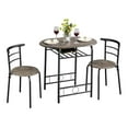thumbnail image 1 of 3 Piece Dining Table Set, Kitchen Table & Chair Sets for 2, Compact Bistro Table Set with Steel Legs, Built-in Wine Rack for Small Space, Apartment, Breakfast Nook, Drift Brown, 1 of 1