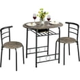 thumbnail image 1 of RONG-3 3 Piece Dining Table Set, Kitchen Table & Chair Sets for 2, Compact Bistro Table Set with Steel Legs, Built-in Wine Rack for Small Space, Apartment, Breakfast Nook,Drift Brown, 1 of 7
