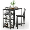 thumbnail image 1 of 3-Piece Dining Table Set, Lofka Small Dining Table for 2 with 3 Shelves and 2 Stools, Kitchen Table for Small Space, Black, 1 of 10