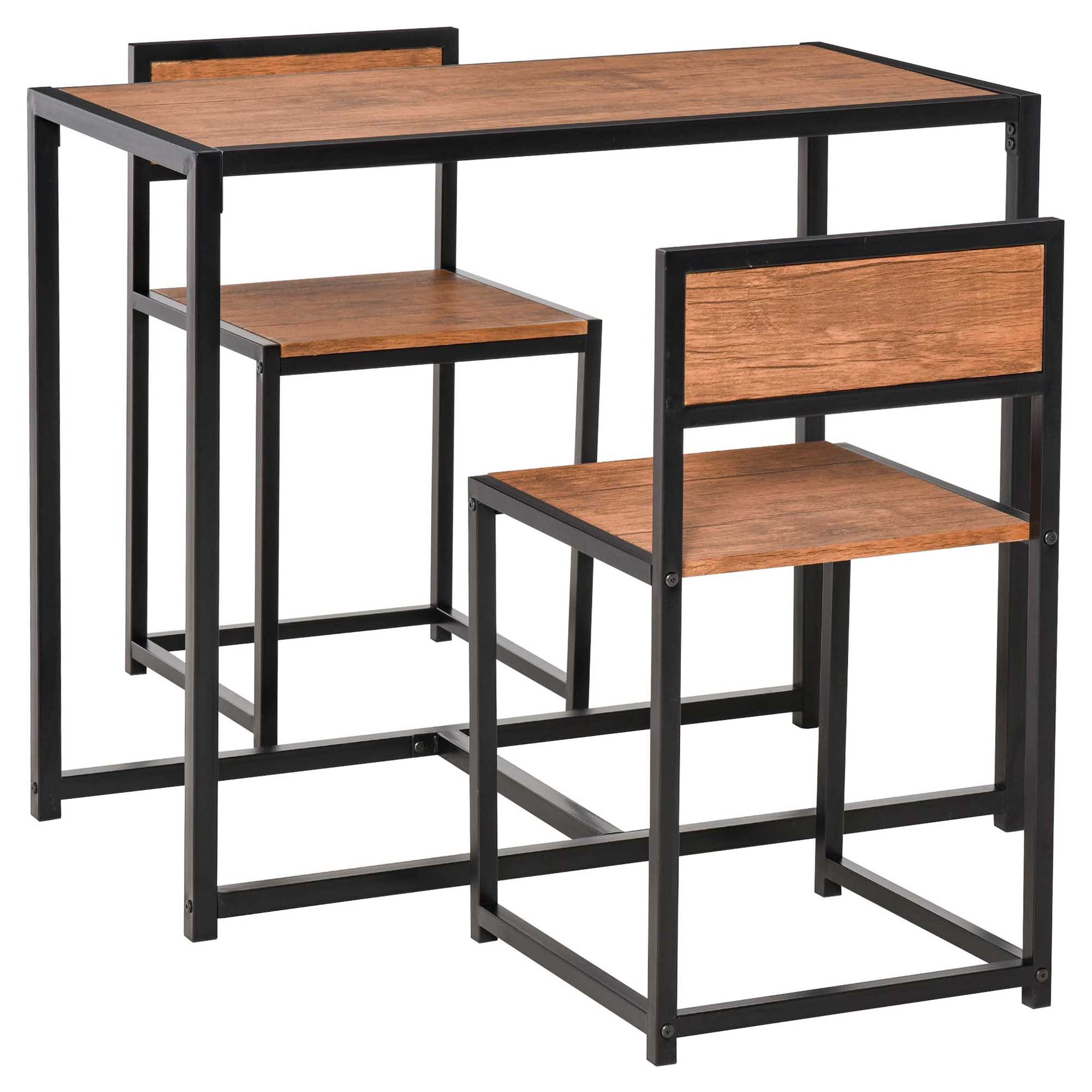3-Piece Dining Table Set for 2, Kitchen Table and Chairs with MDF Top ...