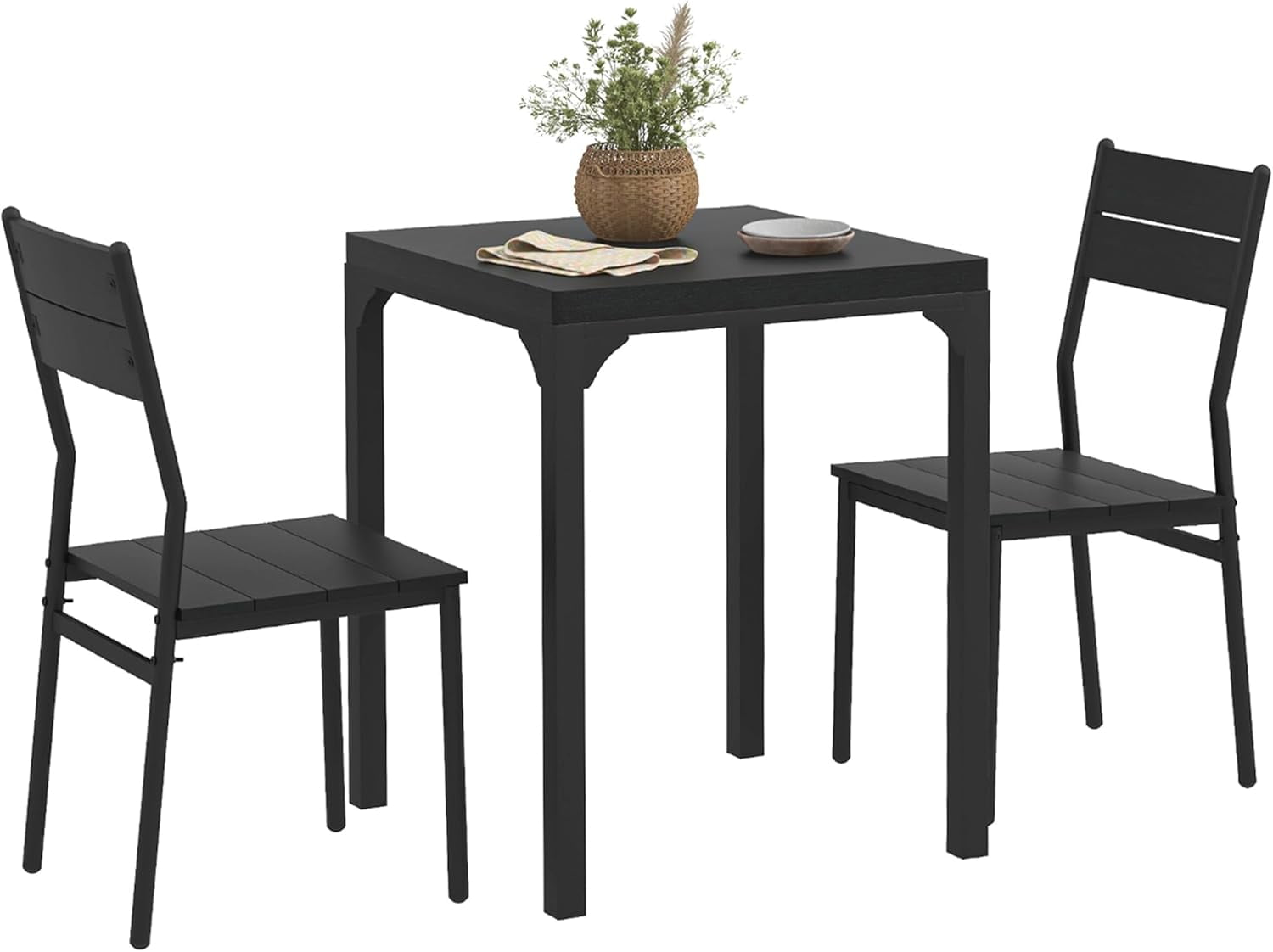 3 Piece Dining Table Set for 2, Modern Kitchen Table and Chairs, Dining Room Set for Breakfast ...