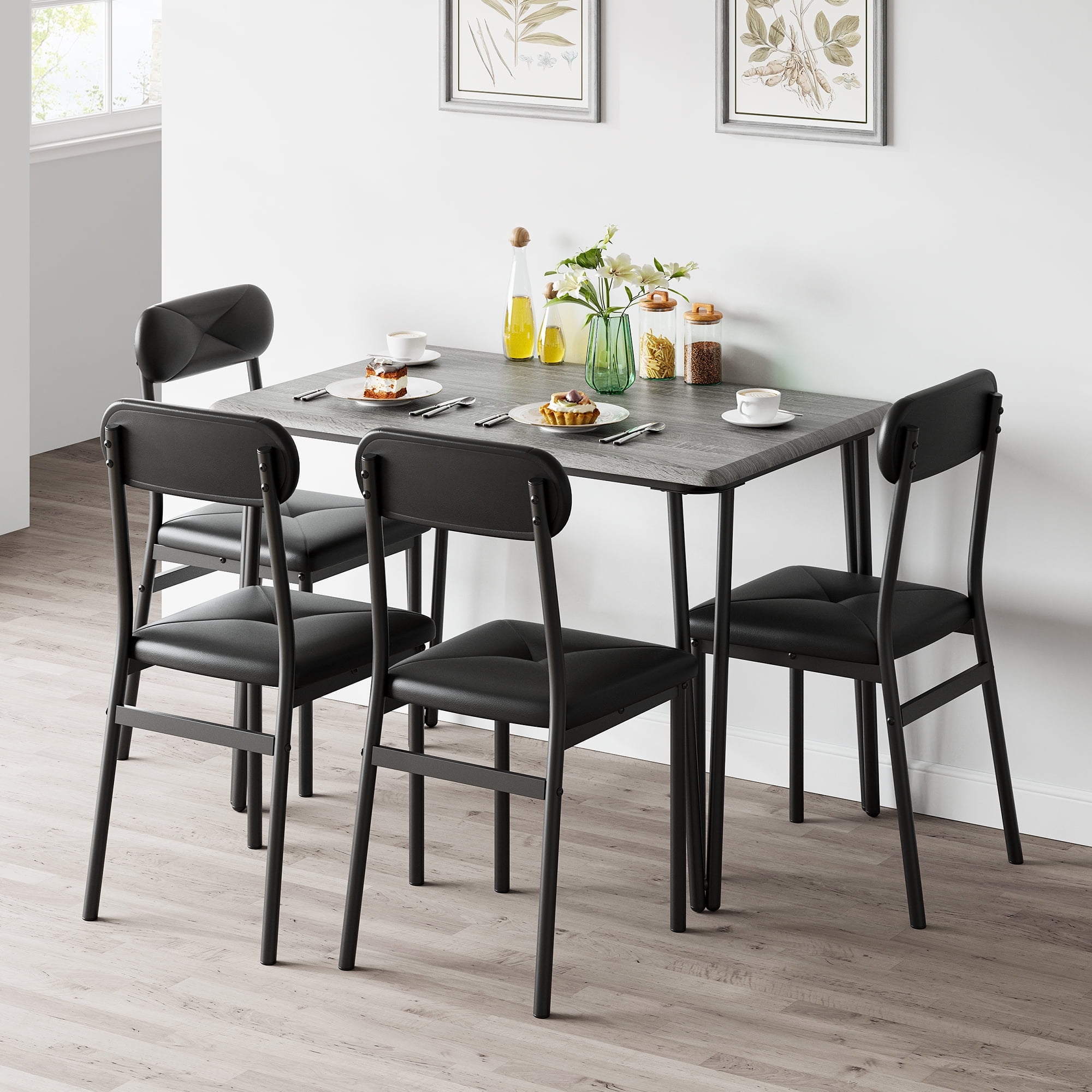 Garvee Dining Table Set for 4, 5-Piece Rectangular Kitchen Table and ...