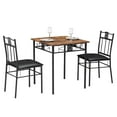 thumbnail image 1 of 3-Piece Dining Table Sets with 2 Black Chairs for Kitchen, Dinette, Breakfast Nook, Brown, 1 of 11