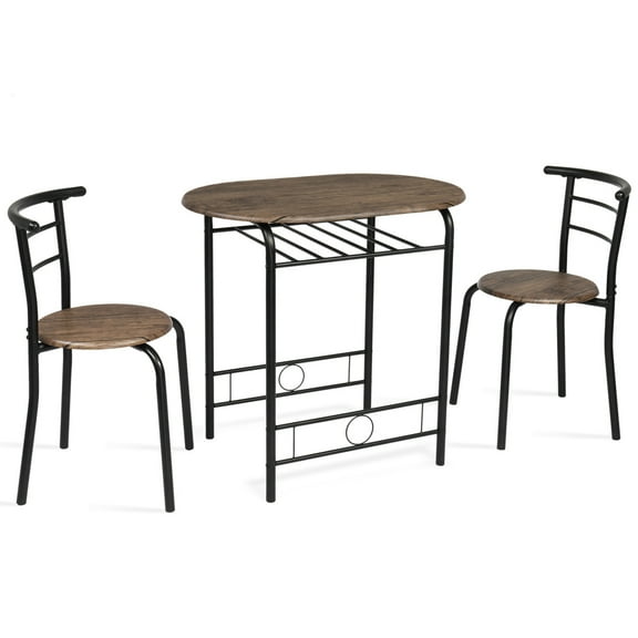 3 Piece Dining Table and Chairs Set,Small Kitchen Table Set for 2,Black&Rustic