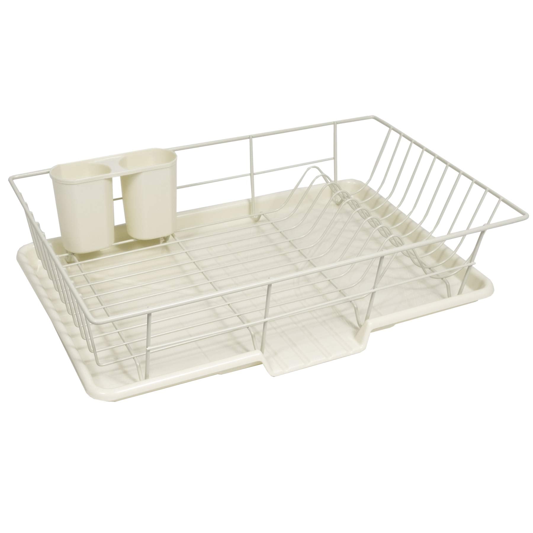 3-Piece Dish Drainer Rack Set with Cutlery Holder Black Space-Saving ...
