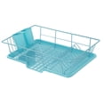 3-Piece Dish Drainer Rack Set with Cutlery Holder Black Space-Saving ...