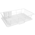 3-Piece Dish Drainer Rack Set with Cutlery Holder Black Space-Saving ...