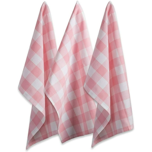 3 Piece Dishtowel Set Kitchen Collection Dishtowel Set, 20x30, Pink &White, 3 Piece
