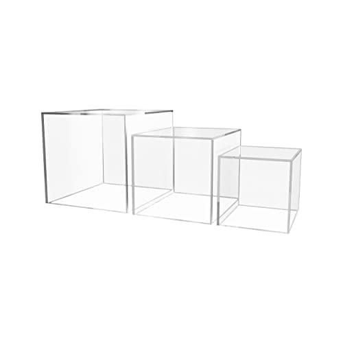 3 Piece Display Boxes Clear Product Riser with Hollow Bottom 4 Inch 5