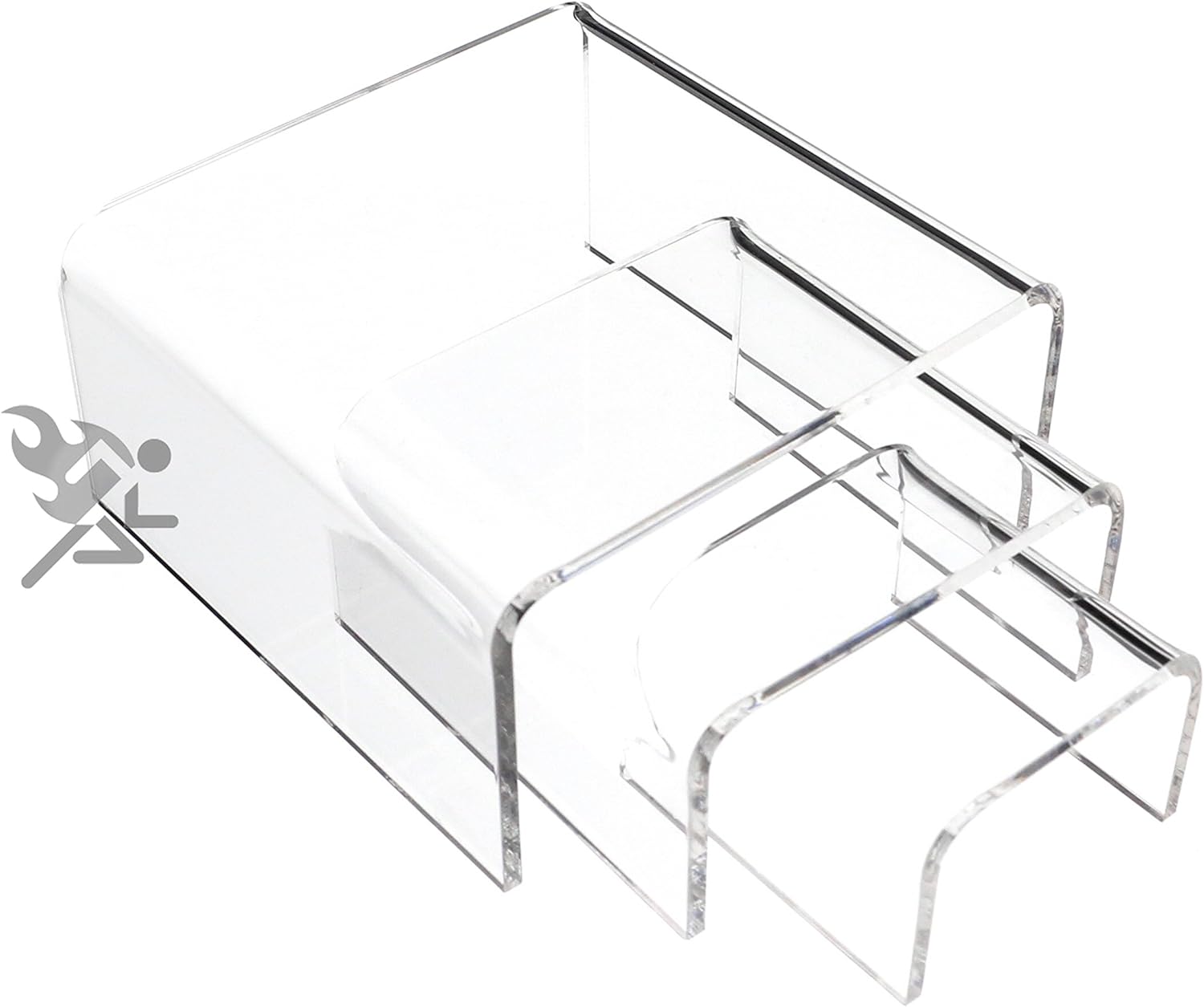 3 Piece Display Risers Clear Riser Shelf For Action Figures Cupcake