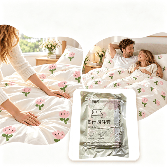 3-Piece Disposable Travel Bedding Set, Non-Woven Breathable Waterproof Dustproof Full Bedding Kit, Portable Disposable Bed Linen for Hotel, Hospital and Trip.A