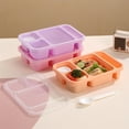 thumbnail image 1 of 3-Piece Divided Plastic Bento Boxes, Stackable Food Containers for Salad, Fruit, Snacks, Microwave Safe Picnic Lunch Box with Leak-Proof Lids, 1 of 7