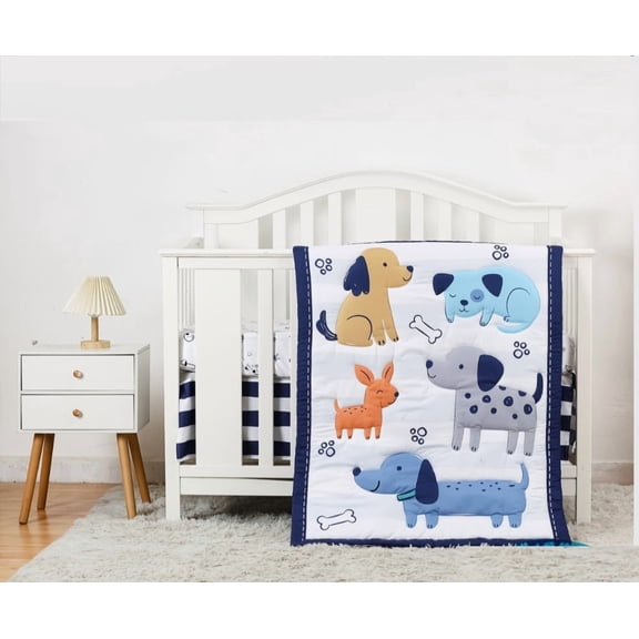 3-Piece Dog Crib Bedding Set