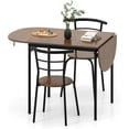 thumbnail image 1 of 3-Piece Drop Leaf Dining Table Set, Extendable Kitchen Breakfast Table with 2 Chairs, Space Saving Folding Dining Room Set for Home Kitchen, Apartment, Small Space, Rustic Brown, 1 of 9