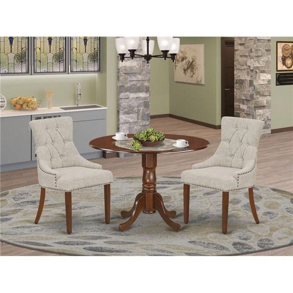 3 Piece Dublin Dinette Set - Mahogany & Doeskin