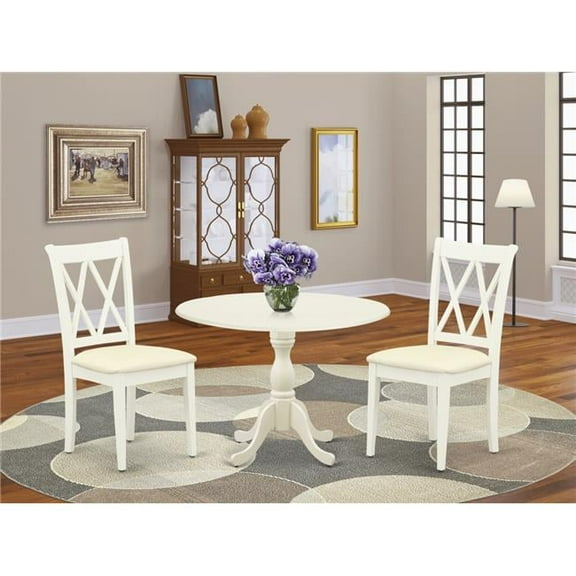 3 Piece Dublin Dining Room Table Set - Linen White