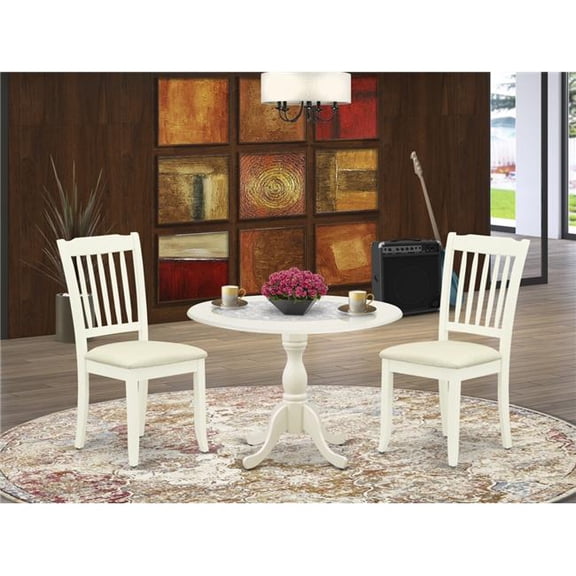 3 Piece Dublin Dining Room Table Set - Linen White
