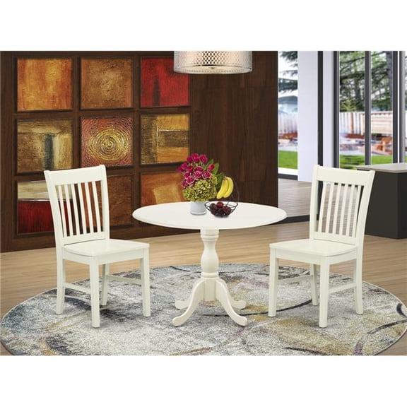 3 Piece Dublin Dining Table Set - Linen White