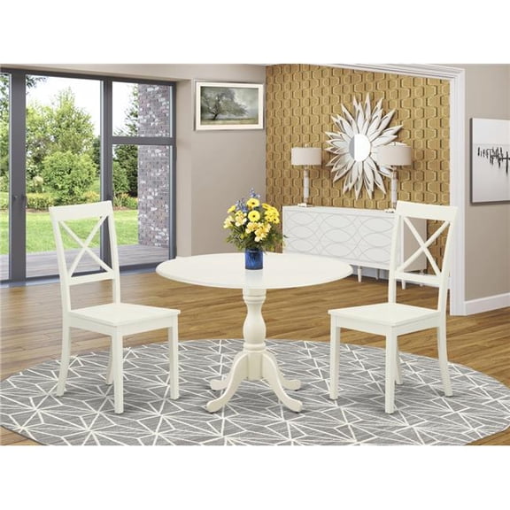 3 Piece Dublin Dinning Room Table Set - Linen White