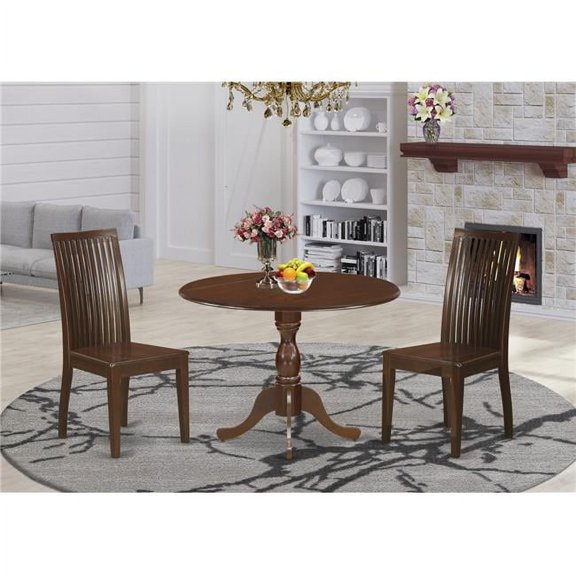 3 Piece Dublin Dropleaf Dining Table Set - Mahogany