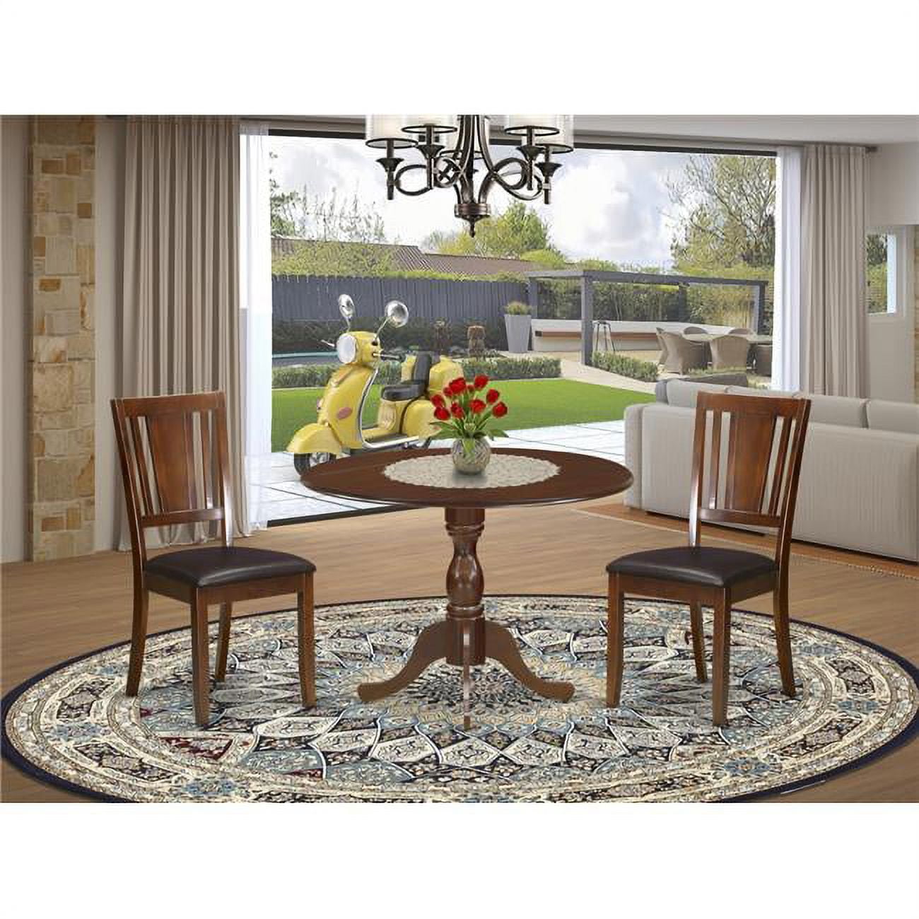 3 Piece Dublin Mid Century Dining Set - Mahogany - Walmart.com