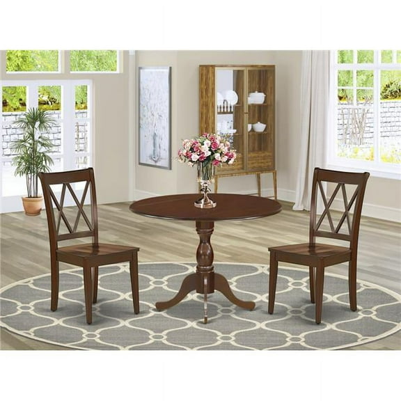 3 Piece Dublin Wood Dining Table Set - Mahogany