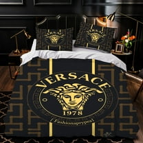 3-Piece Duvet Cover Set - Black & Gold Design Elegant Fashion-Inspired Bedding for Bedrooms