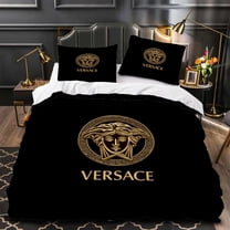 3-Piece Duvet Cover Set - Black & Gold Iconic Design Luxurious Modern Bedroom Decor