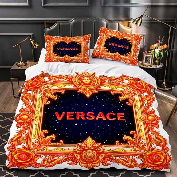 3-Piece Duvet Cover Set - Celestial Star Pattern with Ornate Gold Accents Luxurious Bedding for Elegant Bedrooms