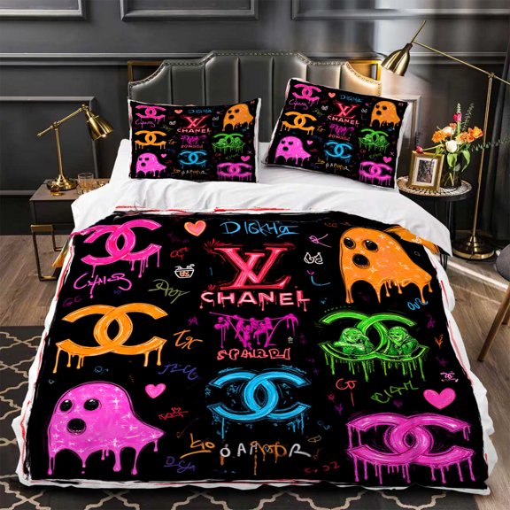 3-Piece Duvet Cover Set - Colorful Graffiti Design Modern Aesthetic Vibrant Patterns Perfect for Trendy Bedrooms