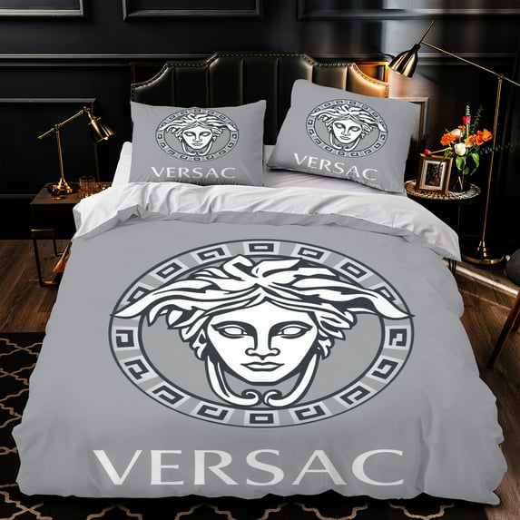 3-Piece Duvet Cover Set - Gray with Circular Design Elegant Modern Bedroom Decor