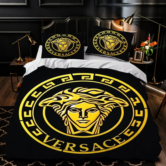 3-Piece Duvet Cover Set - Luxurious Black Bedspread Includes Matching Pillows Elegant Bedroom Decor