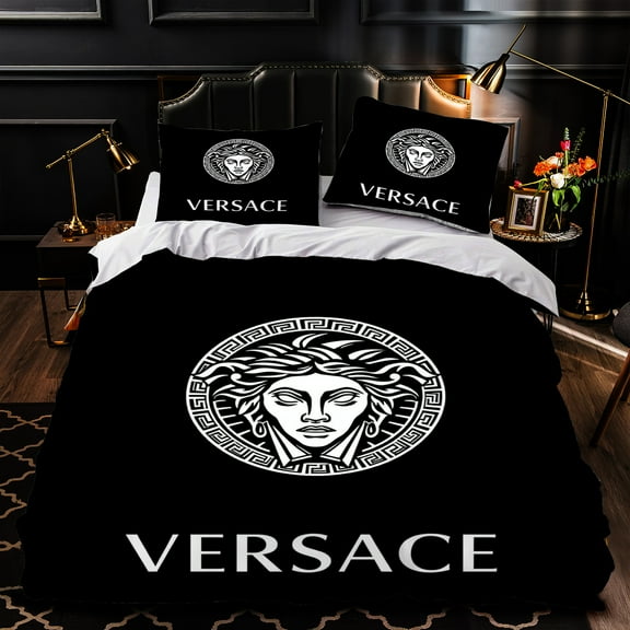 3-Piece Duvet Cover Set - Luxurious Black and White Bedding Includes Comforter and 2 Pillows Elegant Modern Bedroom Decor