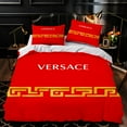 thumbnail image 1 of 3-Piece Duvet Cover Set - Luxurious Red Bedding with Bold & Elegant Gold Patterned Pillows - Modern Bedroom Decor, 1 of 4