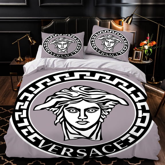 3-Piece Duvet Cover Set - Monochromatic Greek Motif Bedding - Luxurious Bedroom Decor