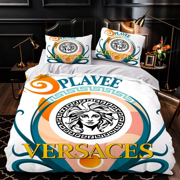 3-Piece Duvet Cover Set - Stylish Face & Intricate Patterns Luxurious Bedding with Bold ' PLAYEE ' Design Perfect for Modern Bedrooms