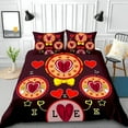 thumbnail image 1 of 3-Piece Duvet Cover Set - Vibrant Burgundy Heart Design for Romantic Bedrooms - Cozy & Playful Love Theme, 1 of 4