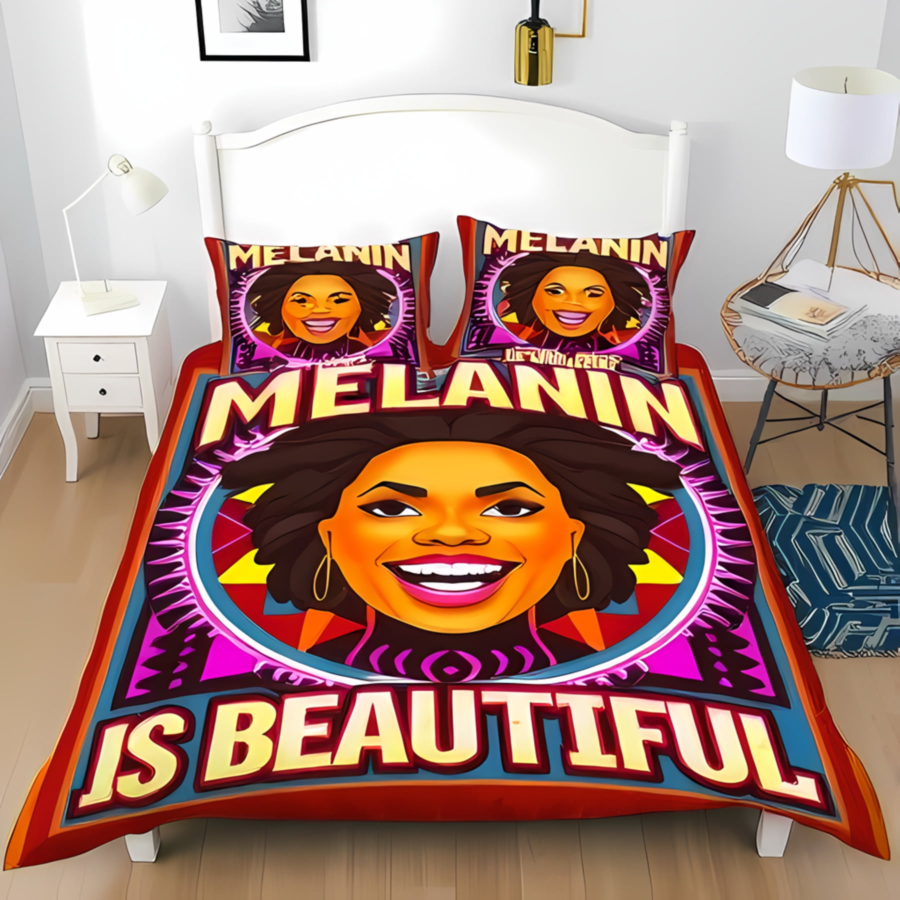 3-Piece Duvet Cover Set - Vibrant Melanin Appreciation Design Bold ...