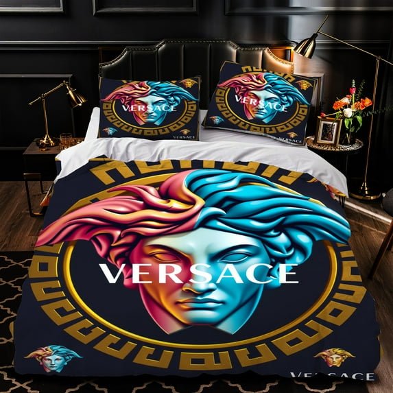 3-Piece Duvet Cover Set - Vibrant Stylized Face Design with Circular Pattern Luxurious Bedding for Modern Bedrooms
