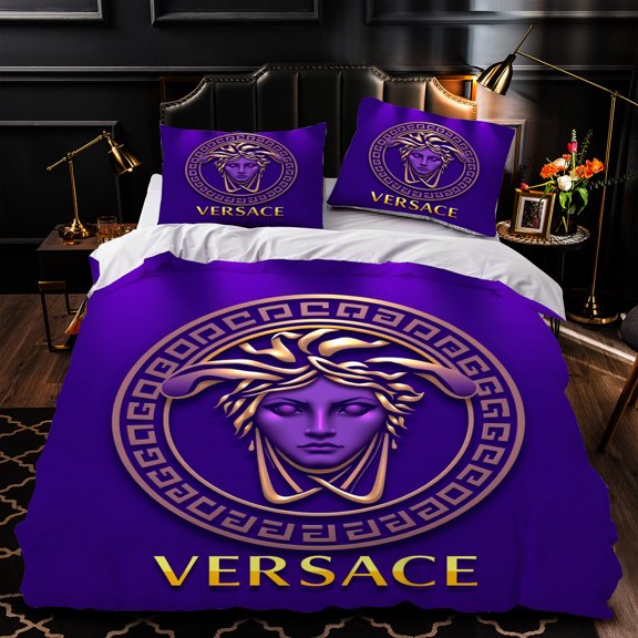 3-Piece Duvet Cover Set with Greek Key Pattern & Classical Figure Design - Luxurious Bedding for Elegant Bedrooms
