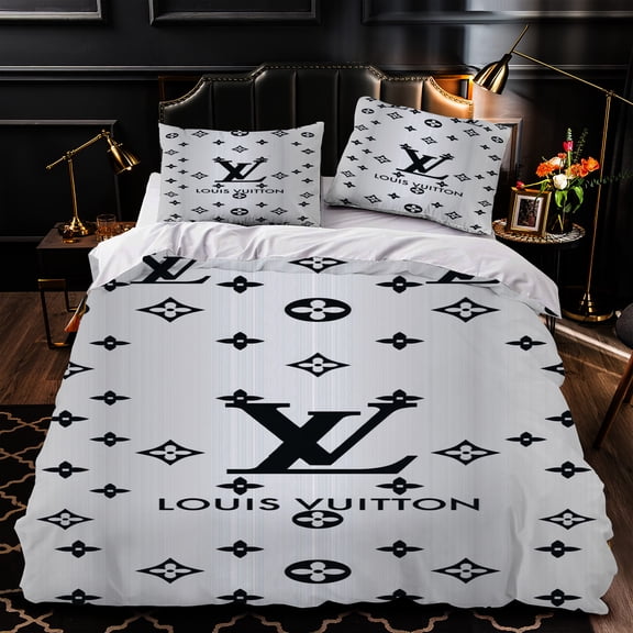3-Piece Duvet Cover Set with Iconic Design - Elegant Black & Gold Pattern for Modern Bedroom Decor