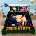 thumbnail image 1 of 3-Piece Duvet Cover Set with Majestic Design on Navy Blue Field with Golden Stars Pride State Theme Rustic Elegance, 1 of 4