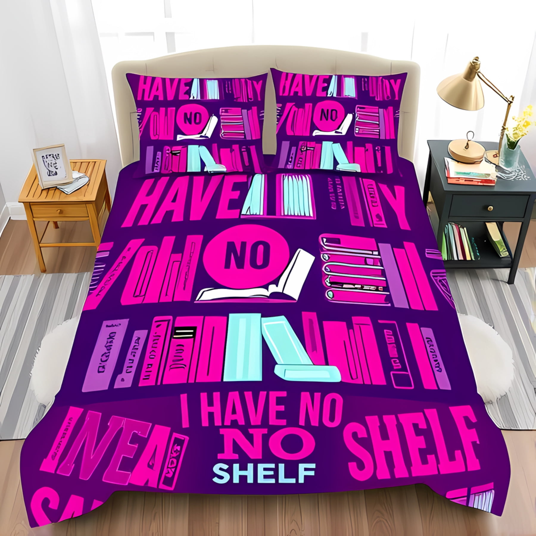 3-Piece Duvet Cover Set with Playful Book Design Humorous Text ...